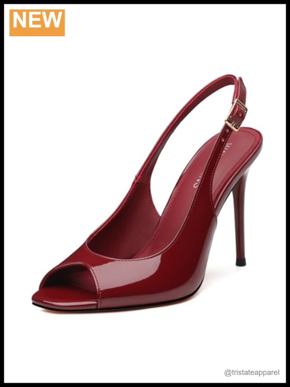 Peep Toe Slingback Stiletto Heels Patent Leather Pumps